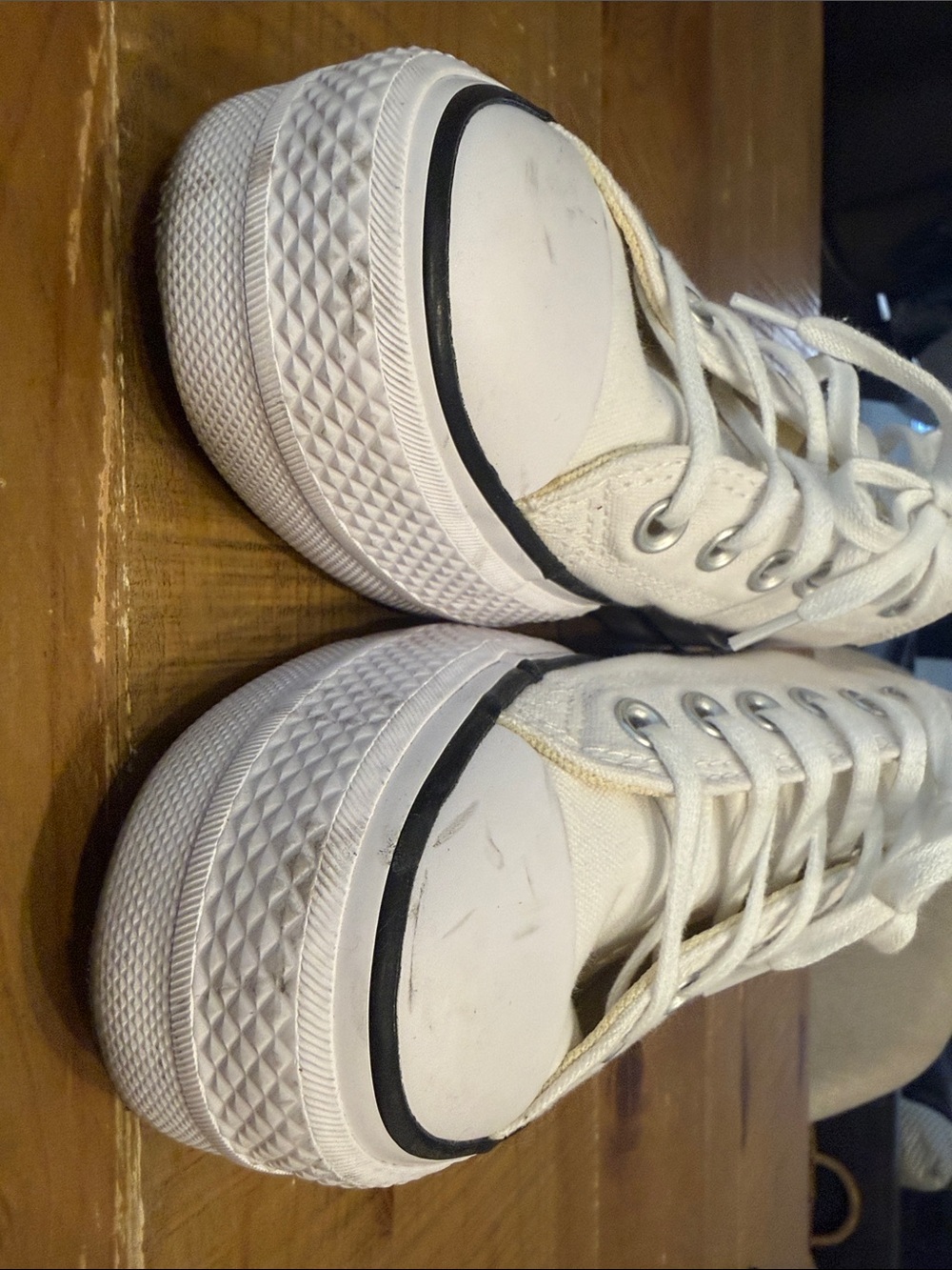 Converse White Canvas Low-Top Sneakers with Black Logo - Picture 7 of 8